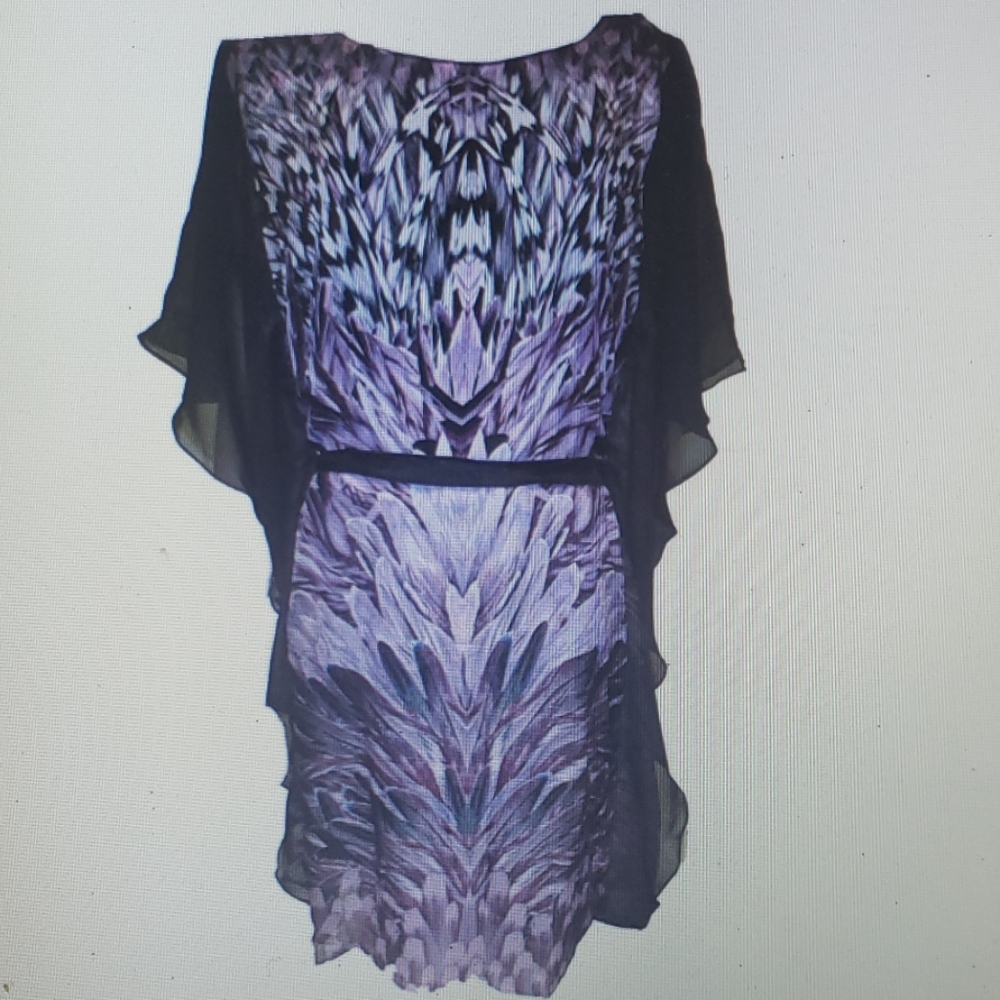 Modamix Plus Size Feather Print Black Purple New